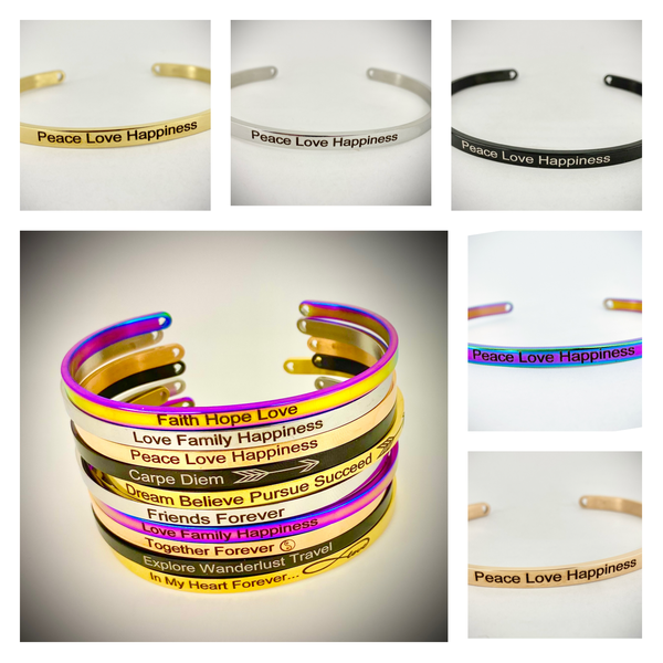 Peace Love Happiness Mantra Bangle