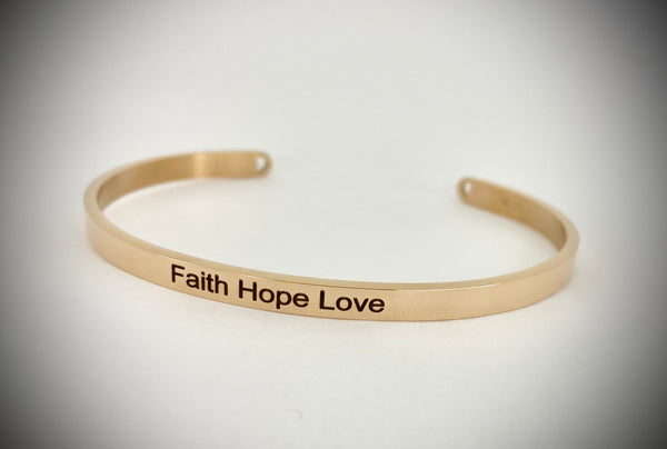 Faith Hope Love Mantra Bangle