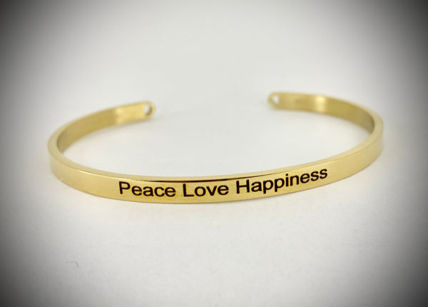 Peace Love Happiness Mantra Bangle