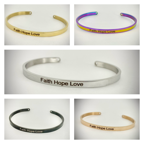 Faith Hope Love Mantra Bangle