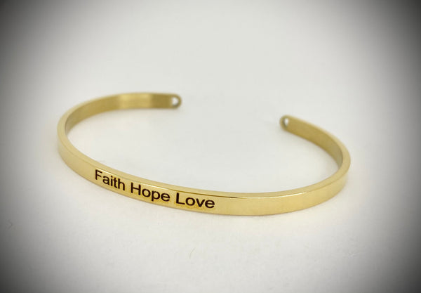 Faith Hope Love Mantra Bangle