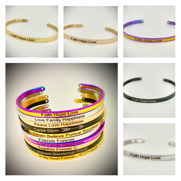 Faith Hope Love Mantra Bangle