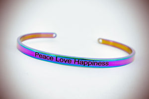 Peace Love Happiness Mantra Bangle