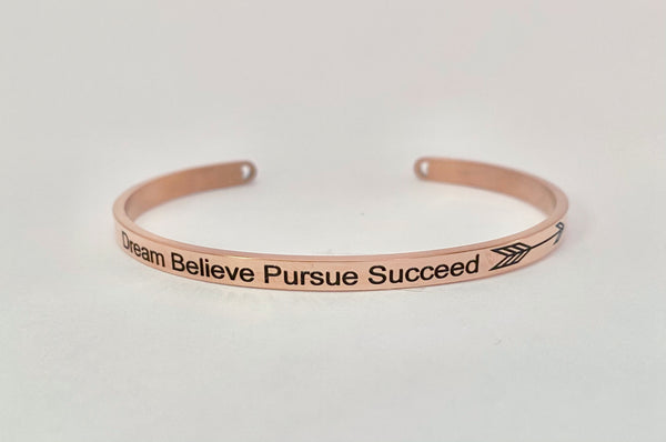 Dream Believe Pursue Succeed Mantra Bangle