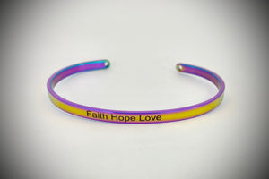 Faith Hope Love Mantra Bangle