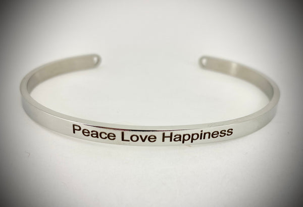 Peace Love Happiness Mantra Bangle