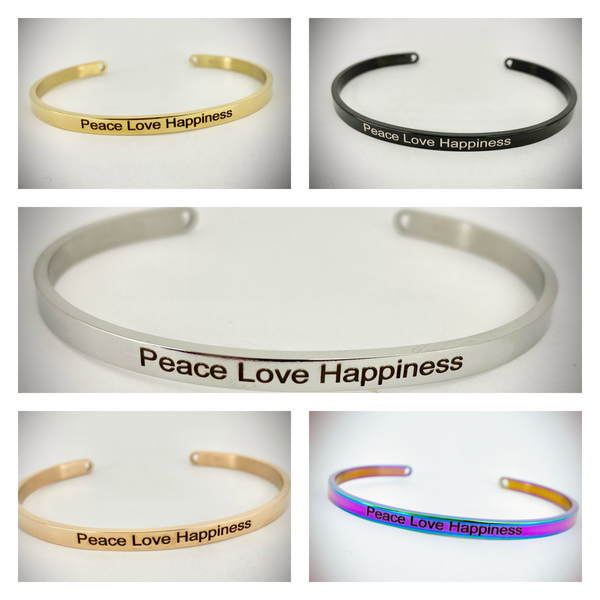 Peace Love Happiness Mantra Bangle