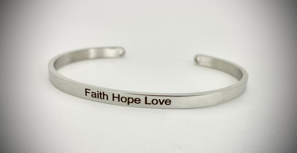 Faith Hope Love Mantra Bangle