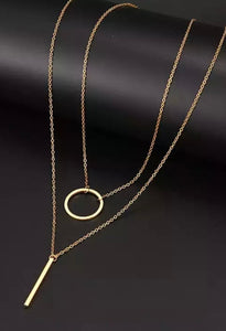 Layered Circle-Bar Necklace