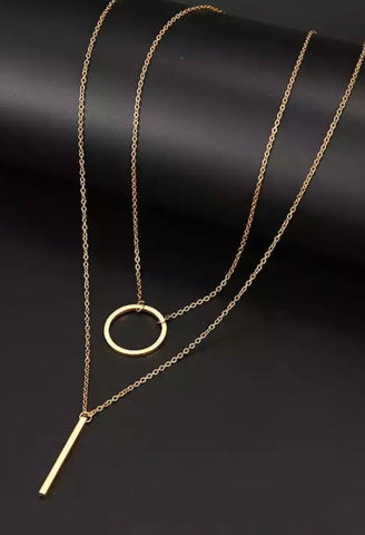 Layered Circle-Bar Necklace