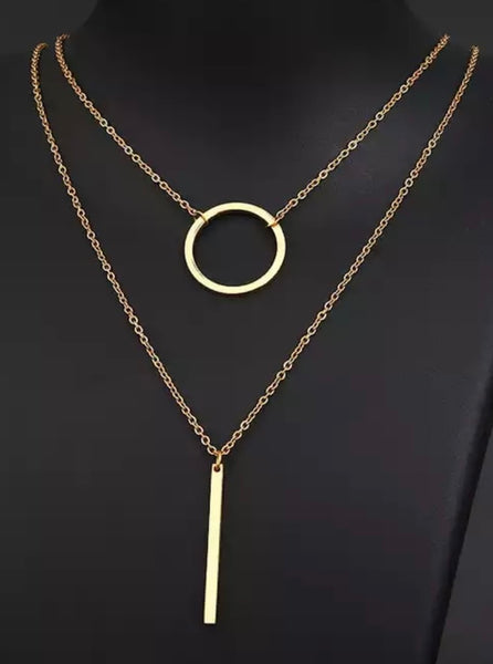 Layered Circle-Bar Necklace