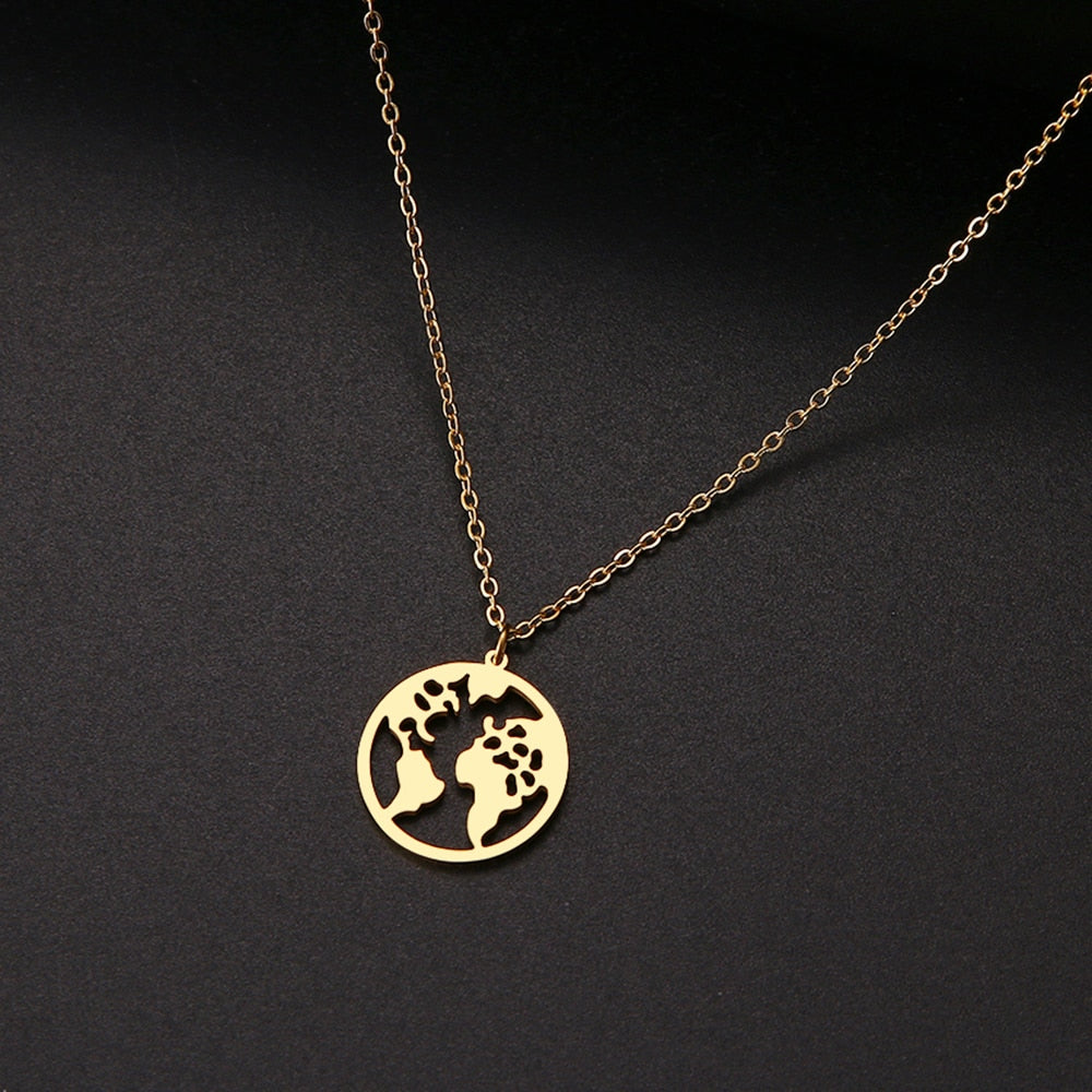 Simple World Map Necklace