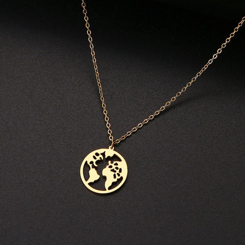 Simple World Map Necklace