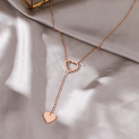 Rose Gold Adjustable Hearts Necklace