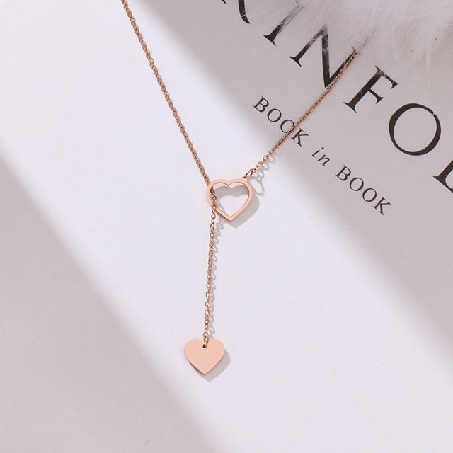 Rose Gold Adjustable Hearts Necklace