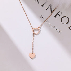 Rose Gold Adjustable Hearts Necklace