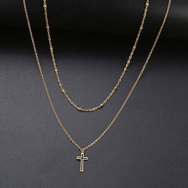Layered Cross Necklace