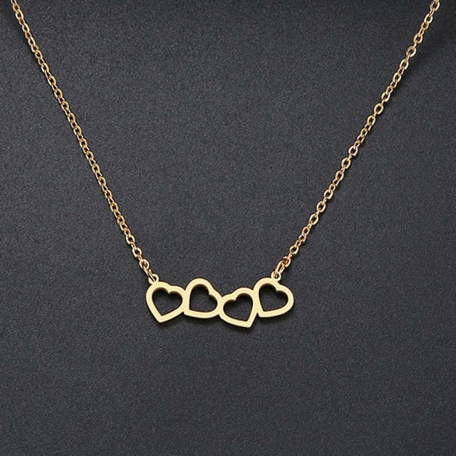 Connected Four-Heart Necklace