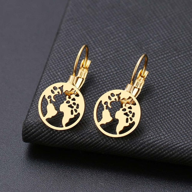 World Map Drop Earrings