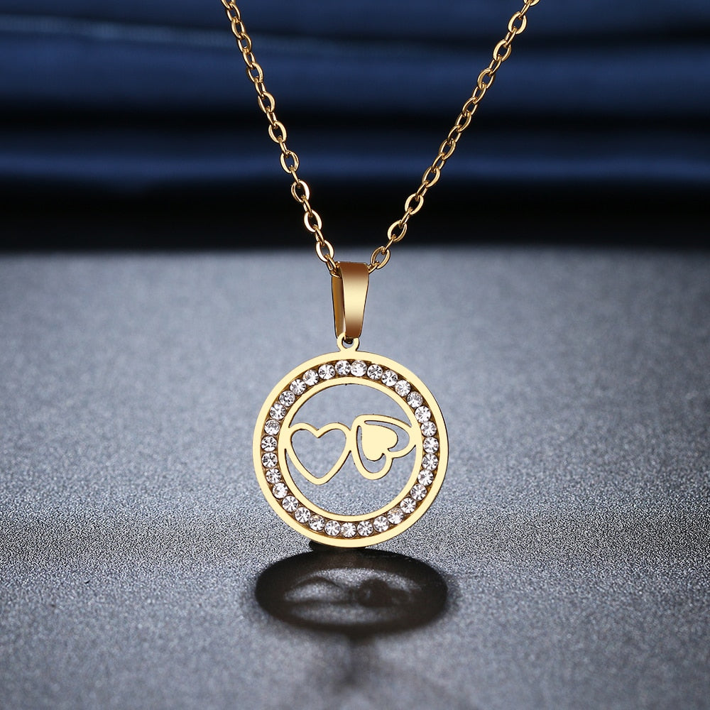Hearts with Crystals Necklace