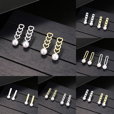 Shapes & Pearl Earrings