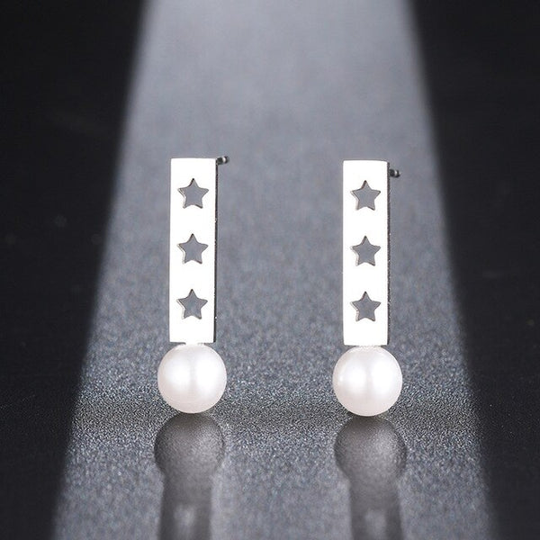 Shapes & Pearl Earrings