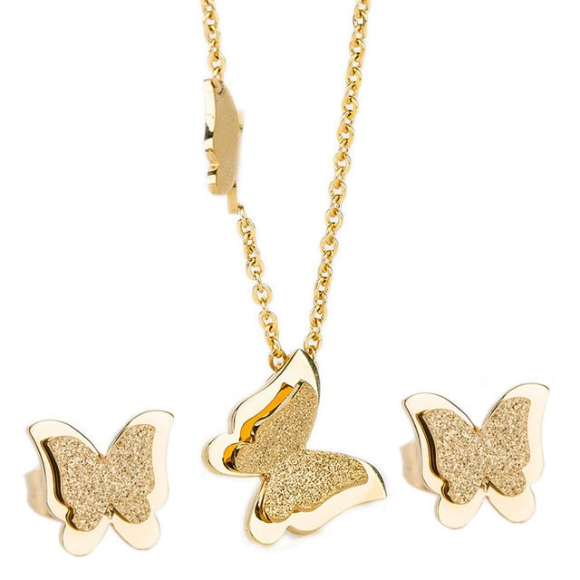 3D Butterfly Necklace & Earrings Set