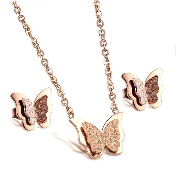 3D Butterfly Necklace & Earrings Set