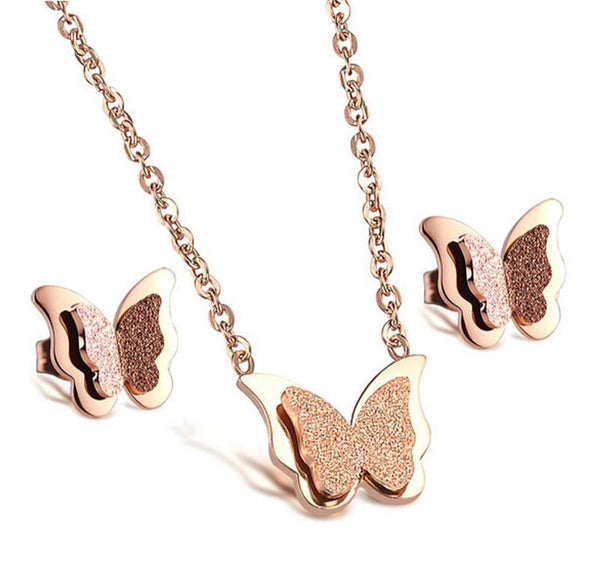 3D Butterfly Necklace & Earrings Set